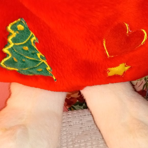 BEAUTIFUL VINTAGE 20" INCH BLUE EYED WHITE CAT CHRISTMAS STOCKING - Picture 6 of 8